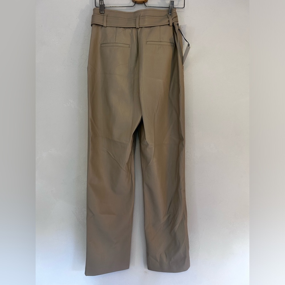 🥯 NWT Aritzia Vegan Belted Pant Trouser Sand White Sz 8 - Picture 5 of 11